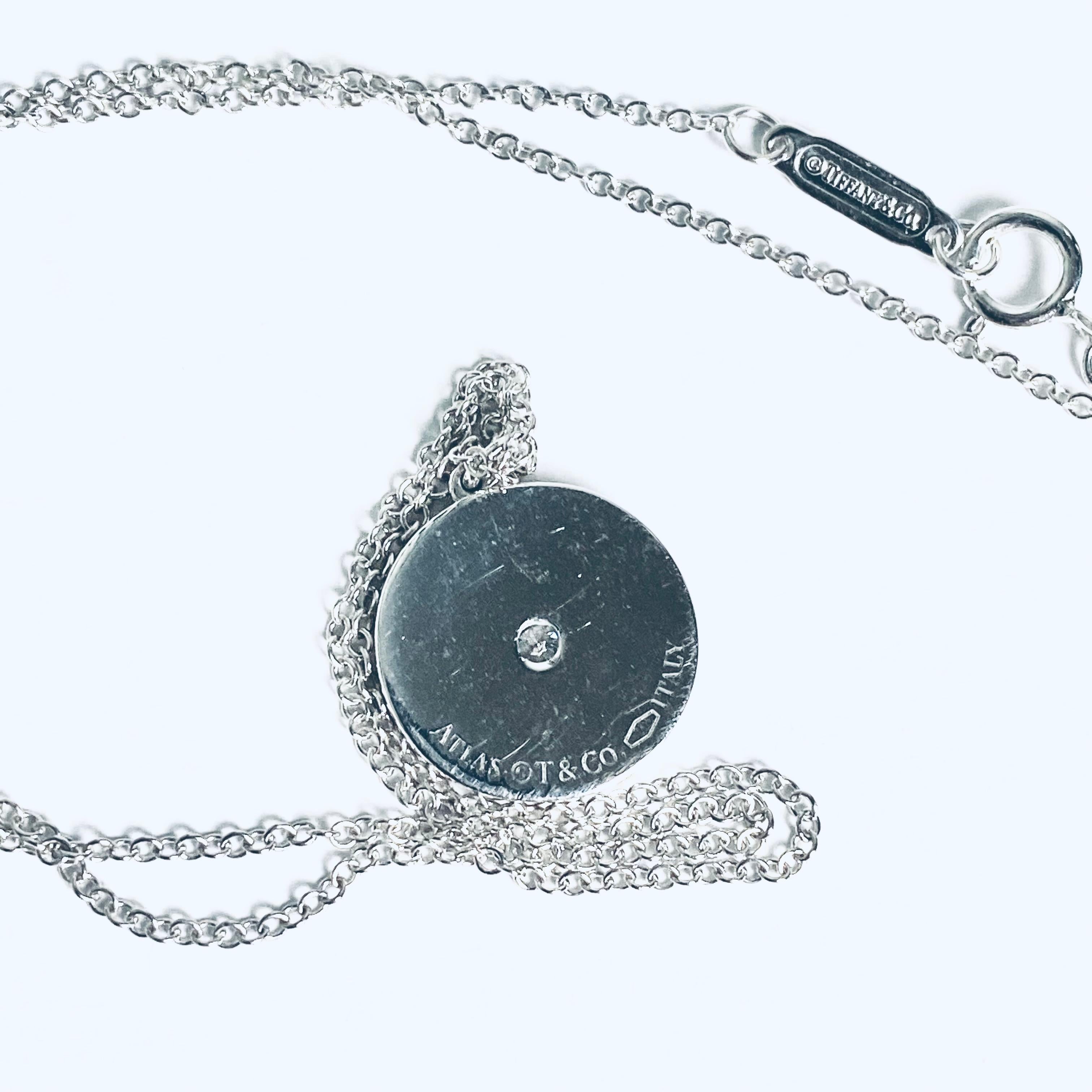 Tiffany Co Vintage Atlas Collection 18 White Gold Diamonds 0.05 Carat Pendant 4
