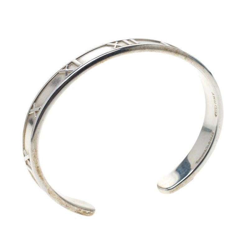 Tiffany and Co. Vintage Atlas Silver Open Cuff Bracelet 15 cm For Sale