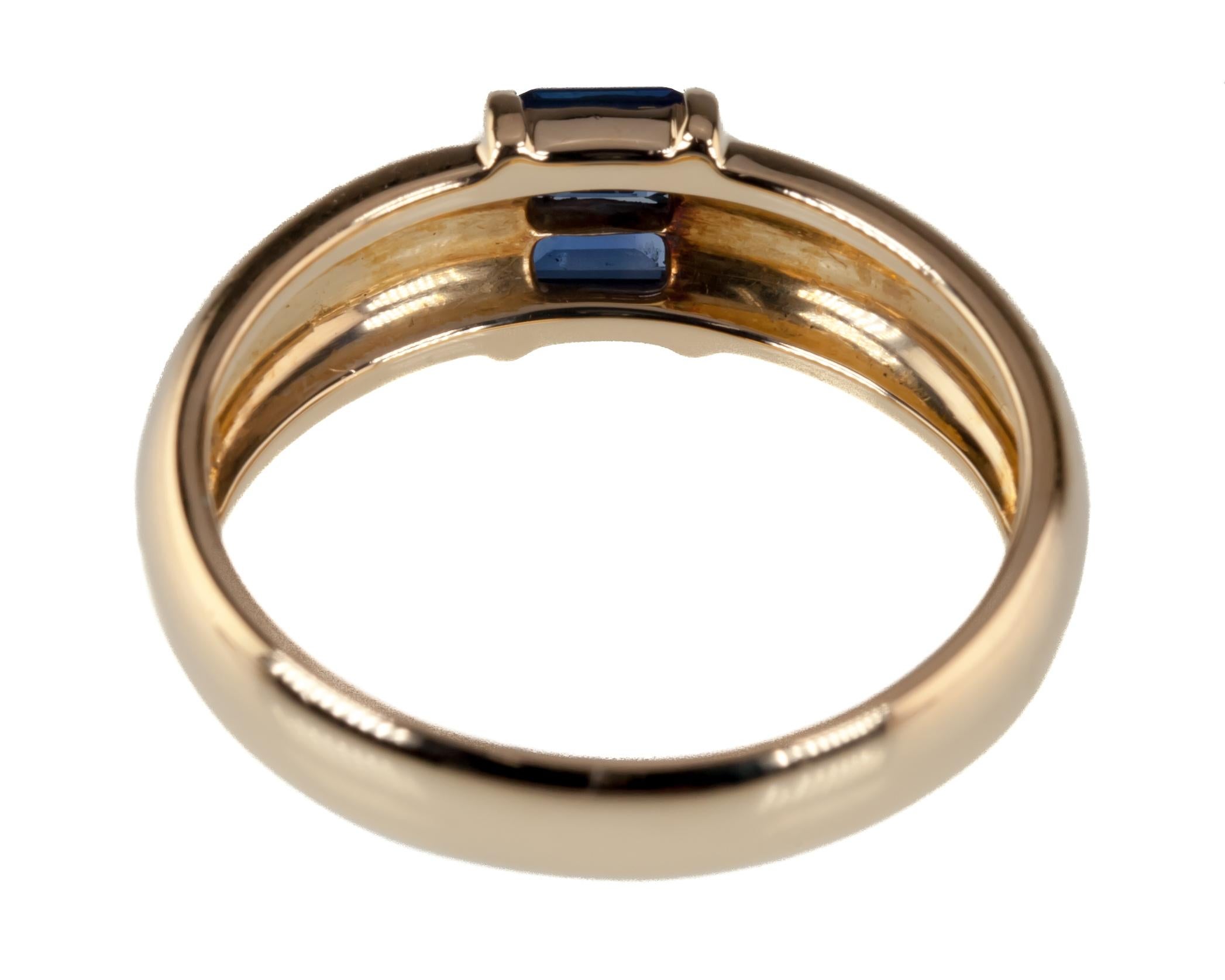 Tiffany & Co. Vintage Baguette Sapphire Ring in Gelbgold mit Box Damen