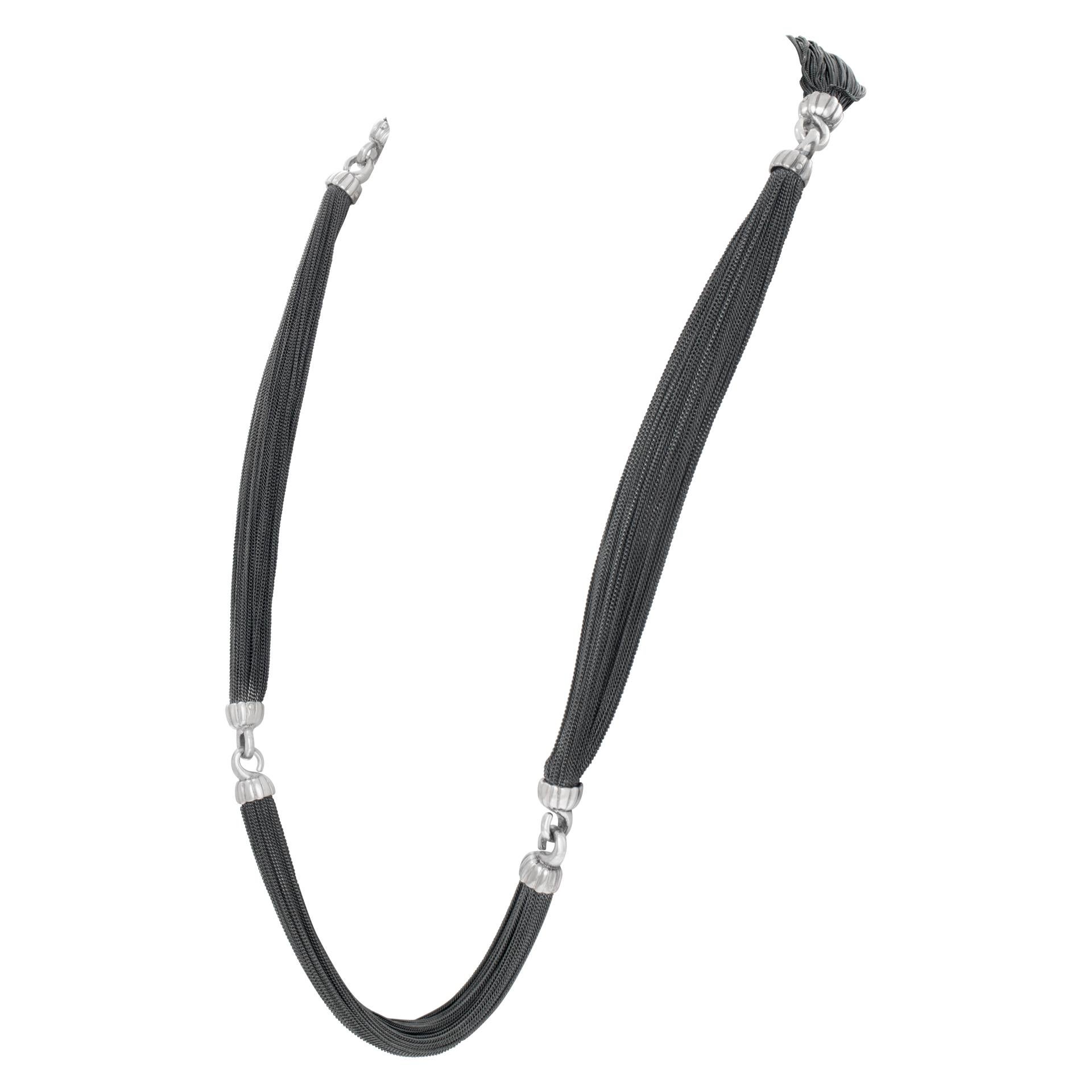 Schwarze mehrreihige Silberkette von Tiffany & Co. im Vintage-Stil Damen