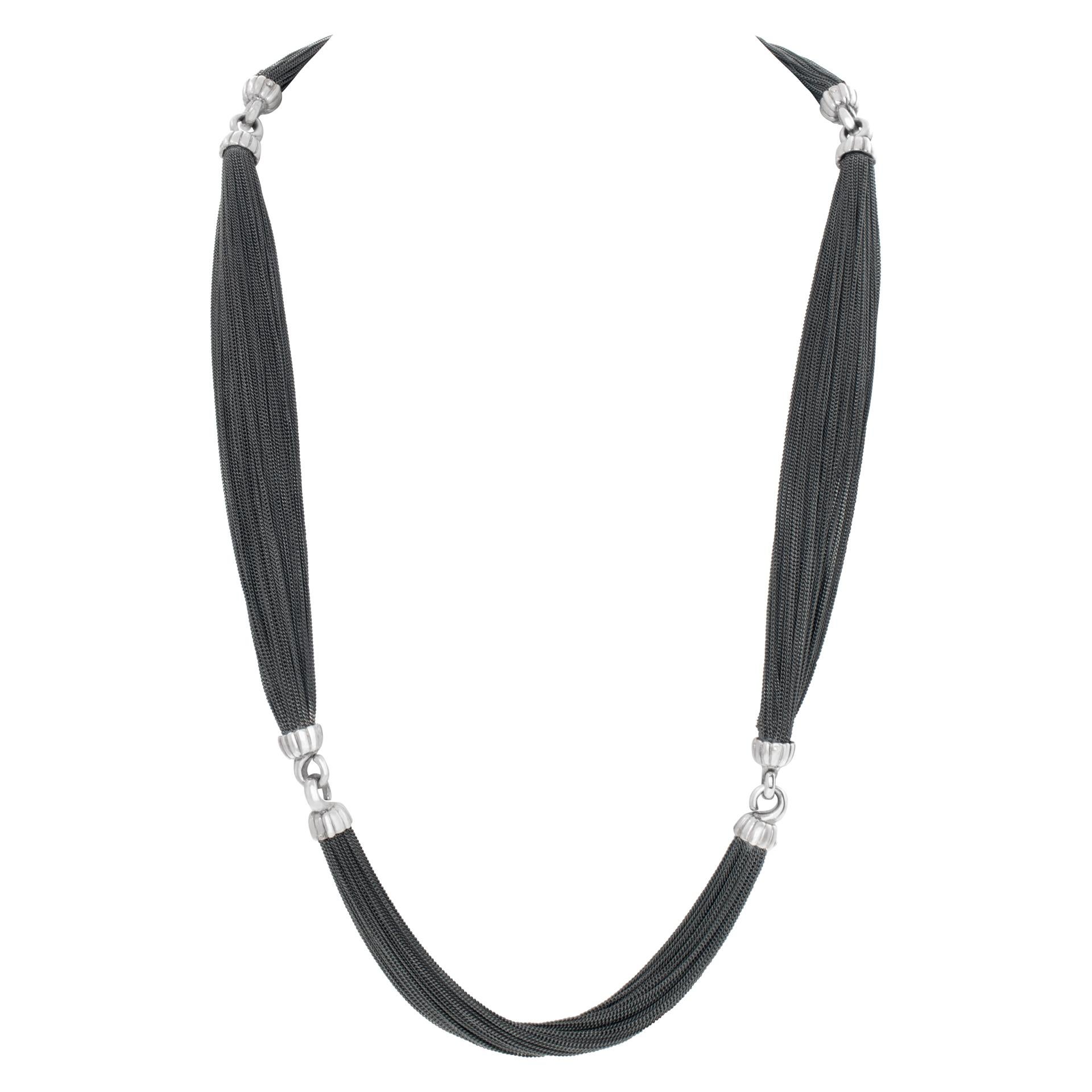 Women's Tiffany & Co. vintage black multi-strand silver chain necklace