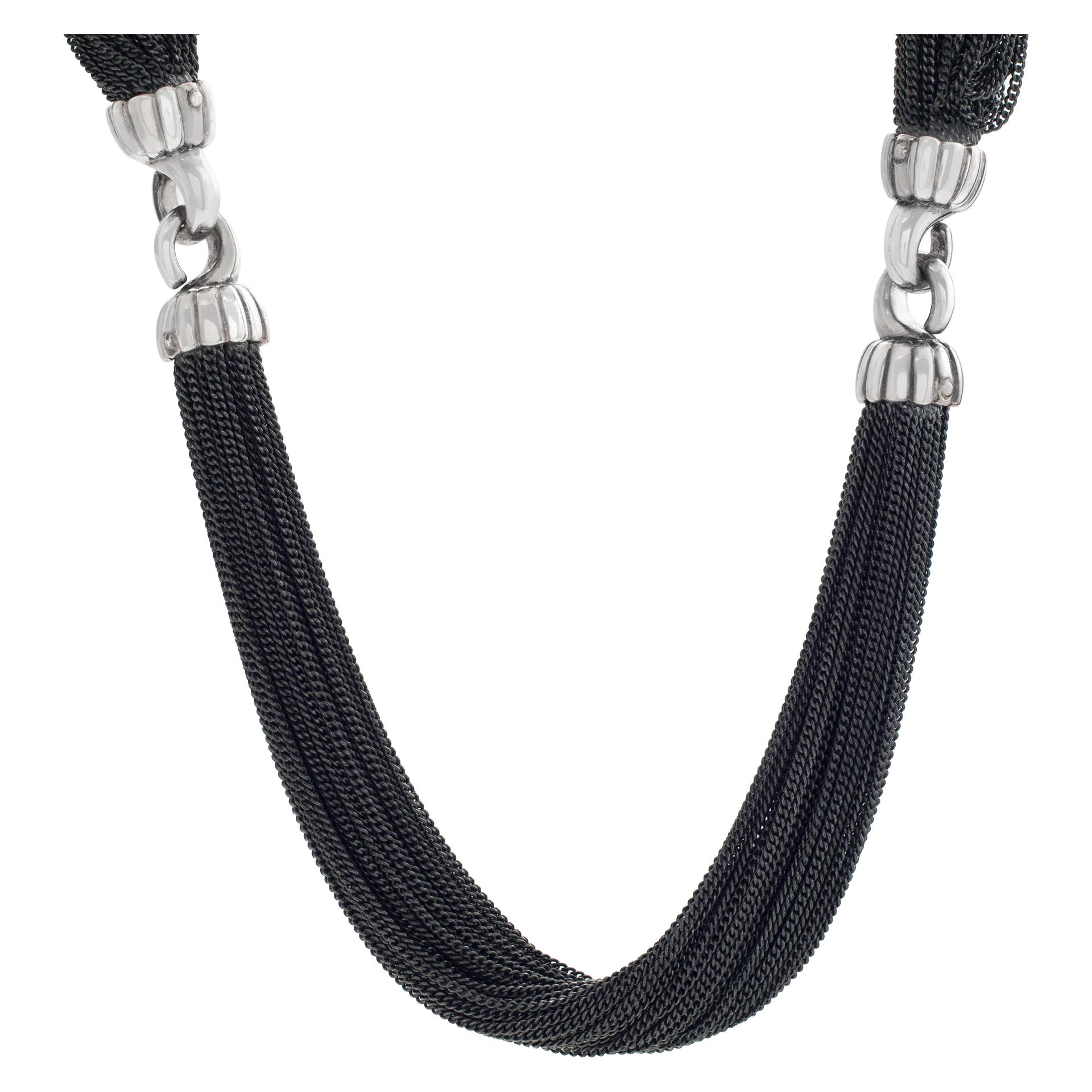 Tiffany & Co. vintage black multi-strand silver chain necklace 1