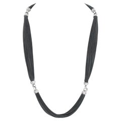 Tiffany & Co. Vintage black multi-strand silver chain necklace