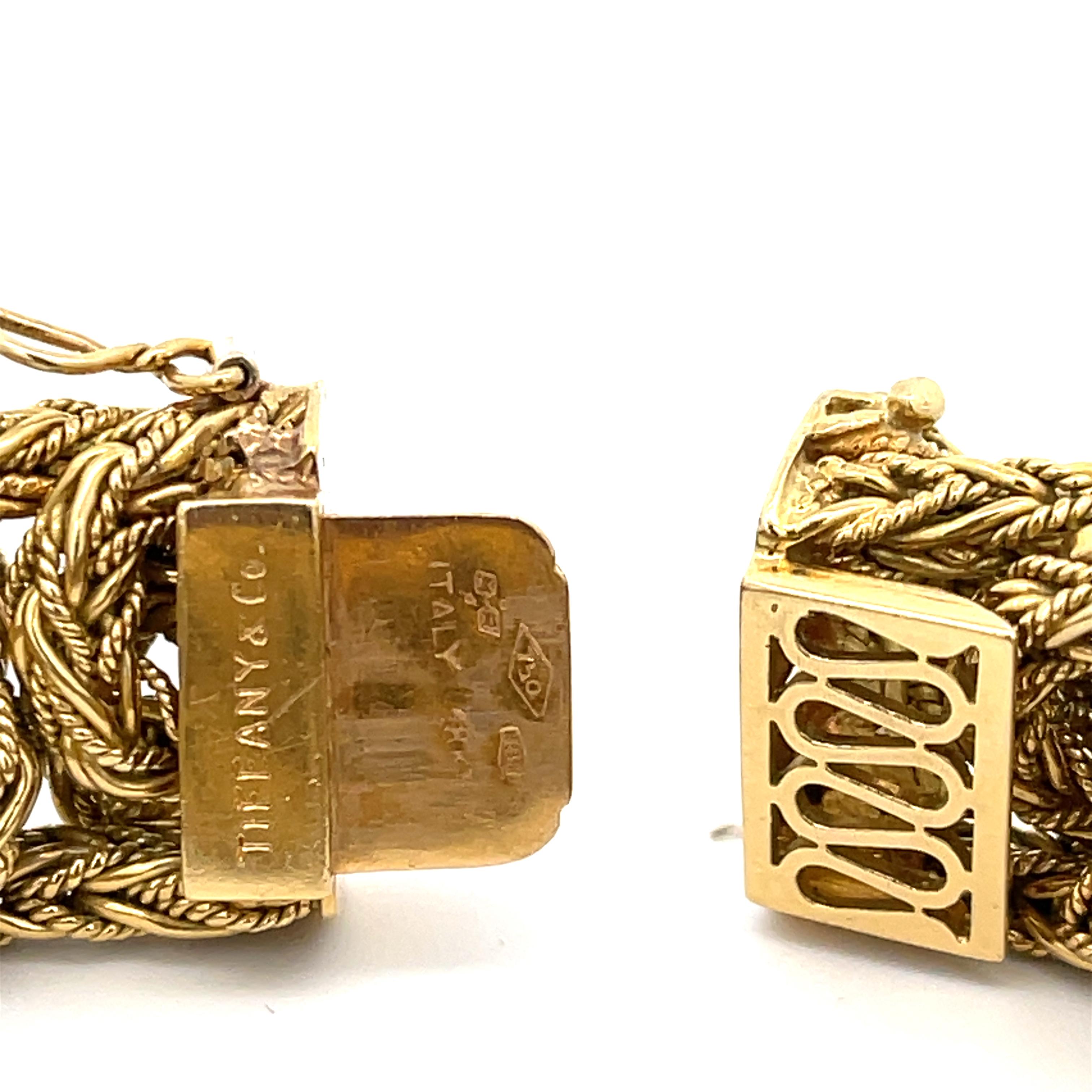 Women's or Men's Tiffany & Co. Vintage Braided Link Bracelet 18K Yellow Gold For Sale