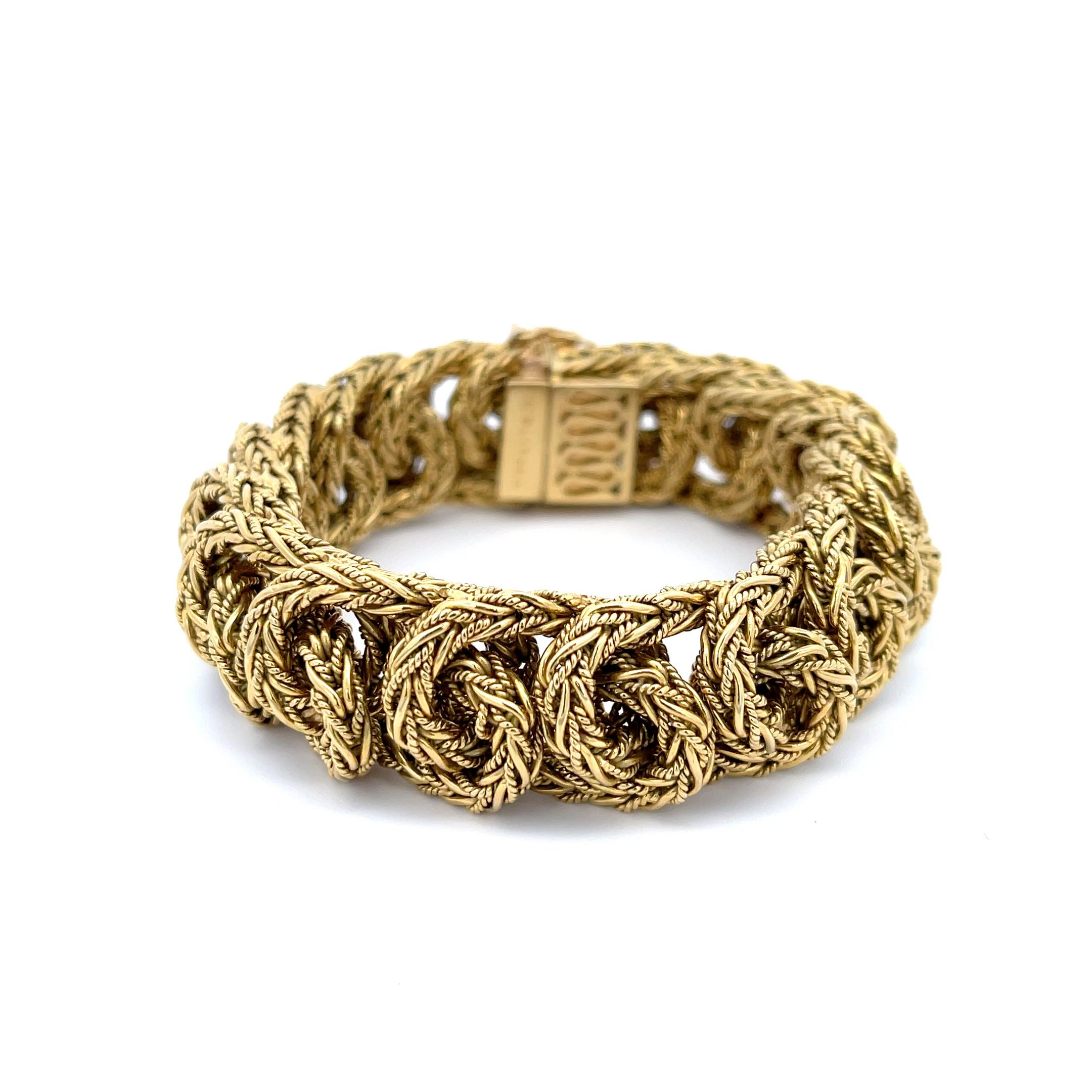 Tiffany & Co. Vintage geflochtenes Gliederarmband 18K Gelbgold im Angebot 1