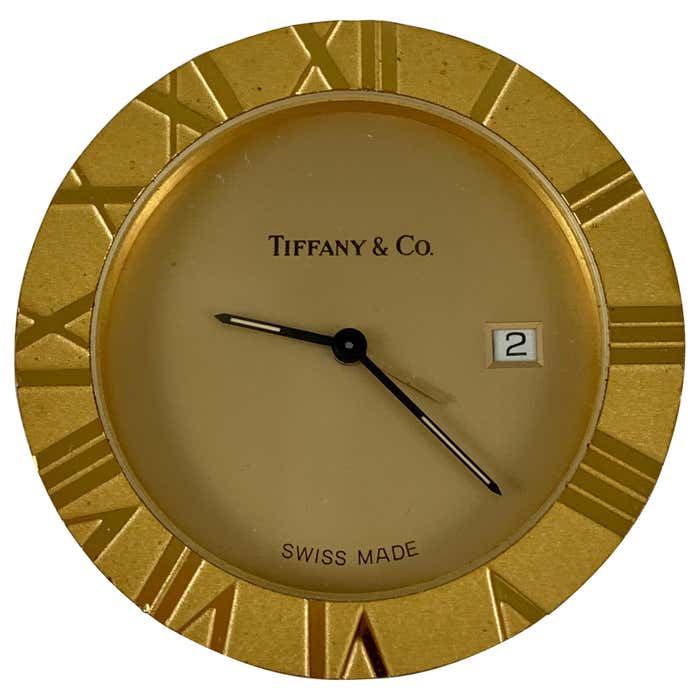 Atlas Clock Tiffany and Co. Vintage Brass Atlas Travel Alarm Clock with Sleeper ...