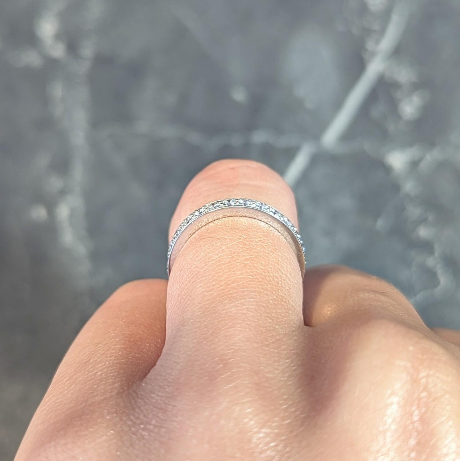 Tiffany & Co. Vintage Brilliant Cut Diamond Platinum Eternity Wedding Band Ring For Sale 5