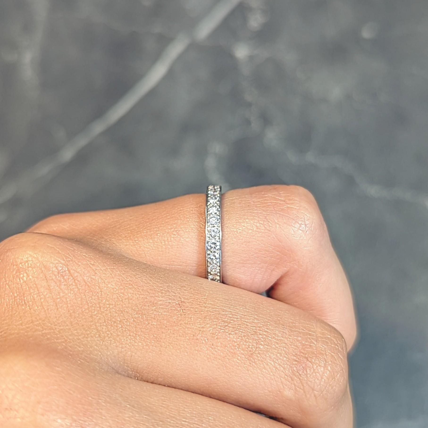 Tiffany & Co. Vintage Brilliant Cut Diamond Platinum Eternity Wedding Band Ring 6