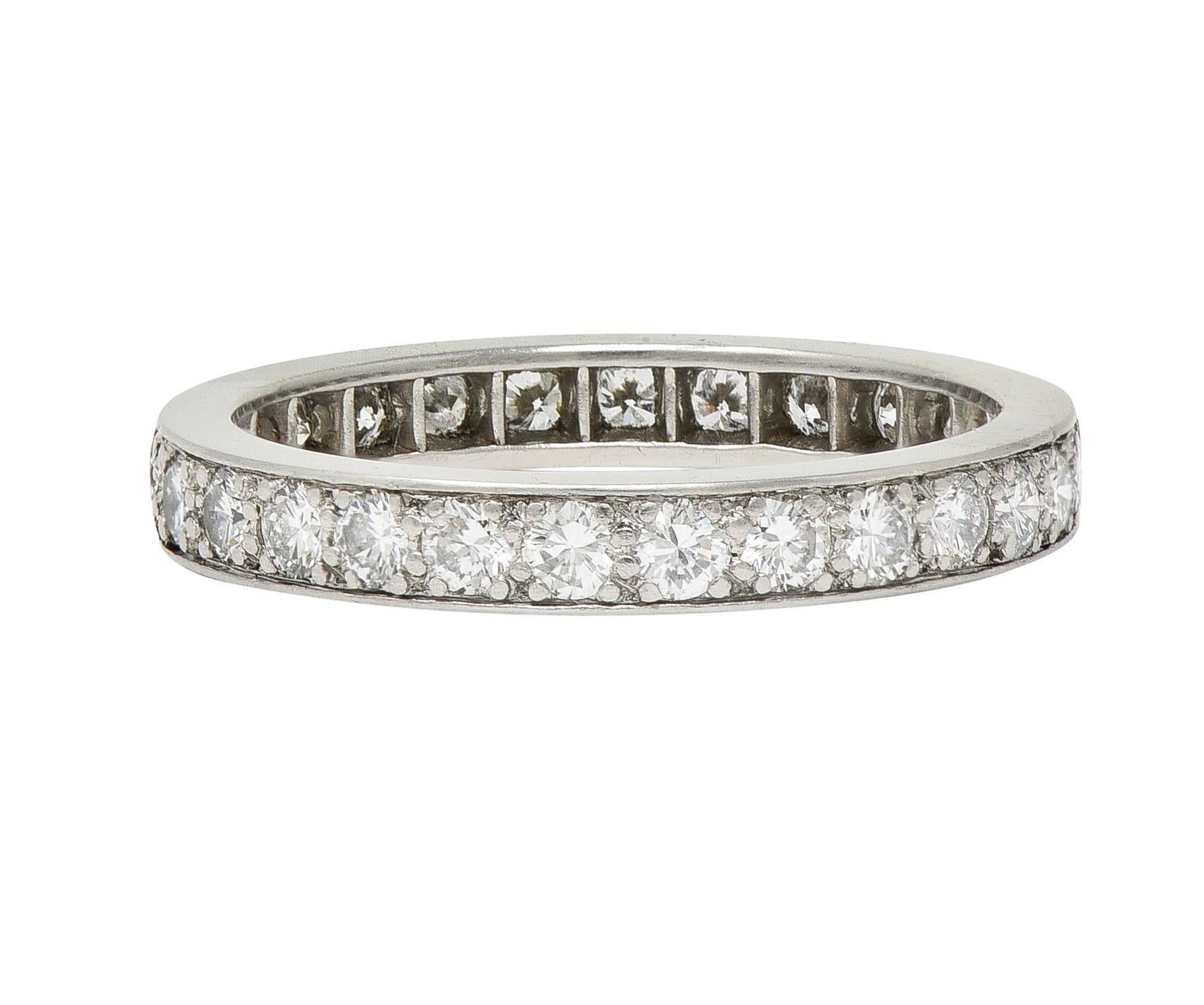 Women's or Men's Tiffany & Co. Vintage Brilliant Cut Diamond Platinum Eternity Wedding Band Ring For Sale