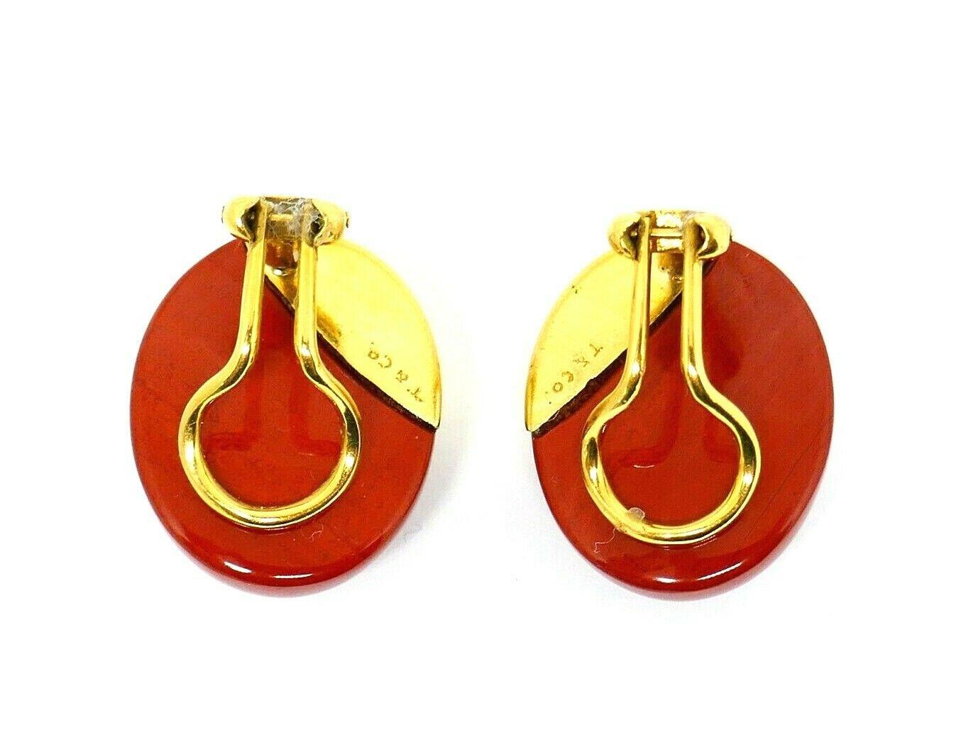 Tiffany & Co. Vintage Carnelian Yellow Gold Clip-On Earrings In Excellent Condition In Beverly Hills, CA