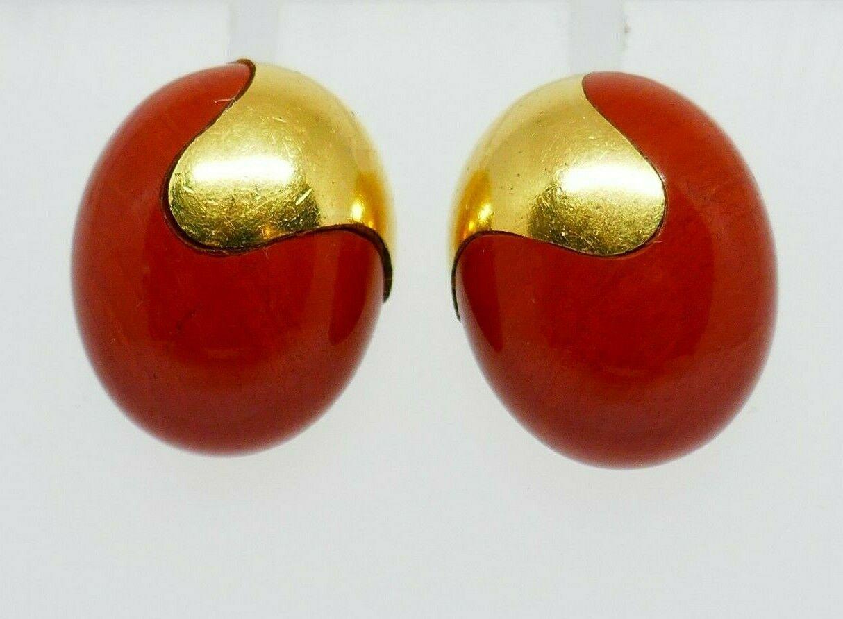 Women's Tiffany & Co. Vintage Carnelian Yellow Gold Clip-On Earrings