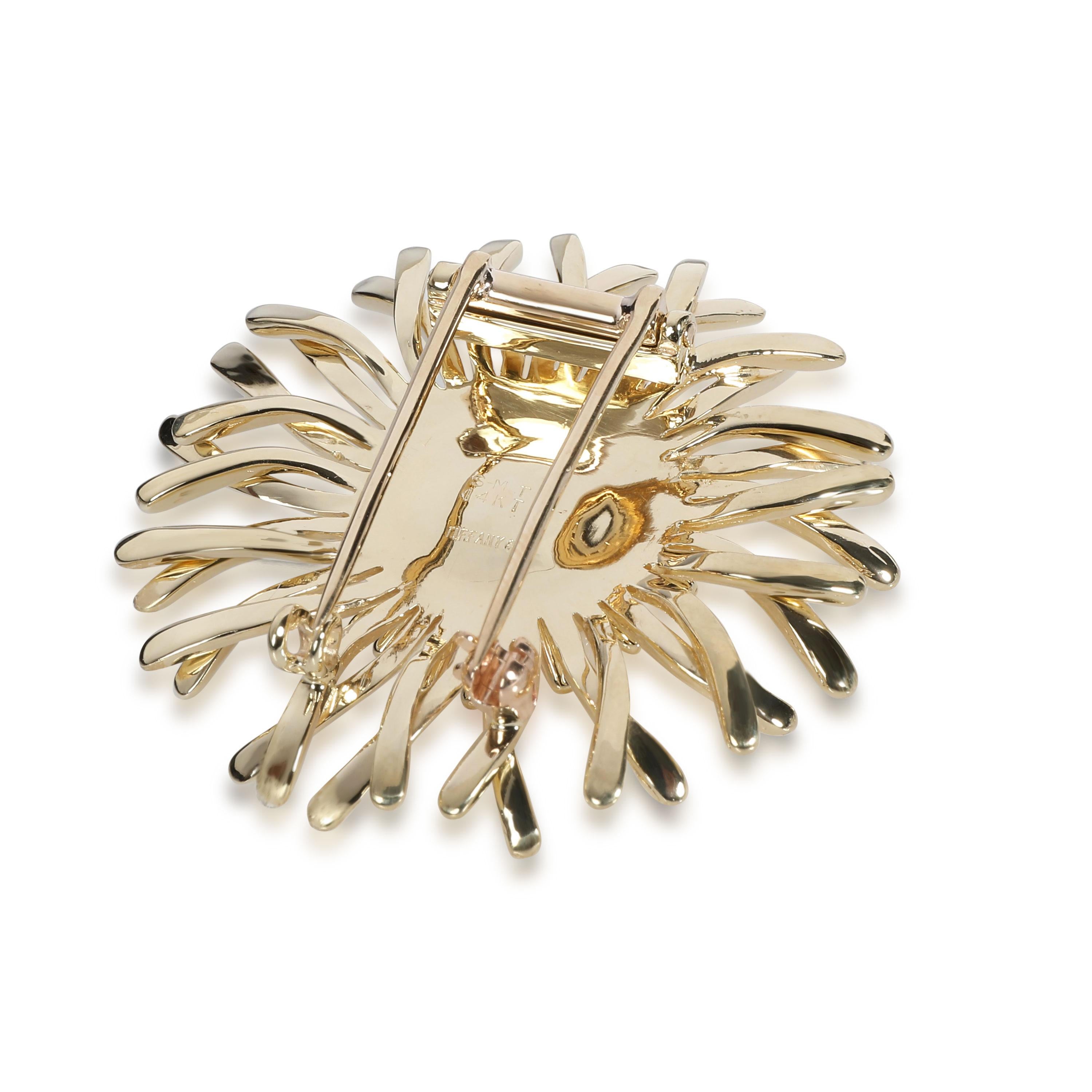 Tiffany & Co. Vintage Chrysanthemum Brooch in 14 Karat Yellow Gold In Excellent Condition In New York, NY