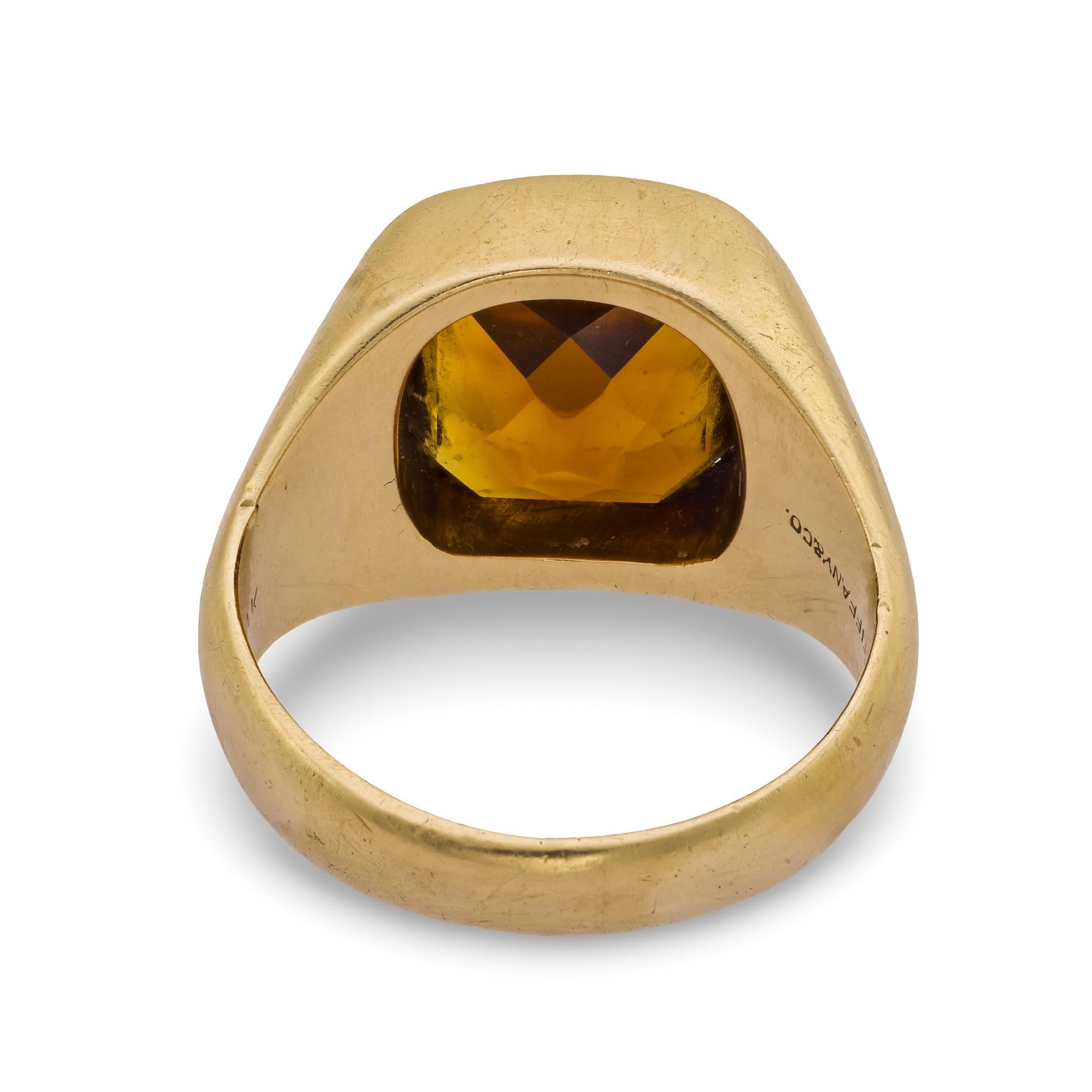 Tiffany & Co Vintage Citrin 14k Gelbgold Lünettenring Damen im Angebot