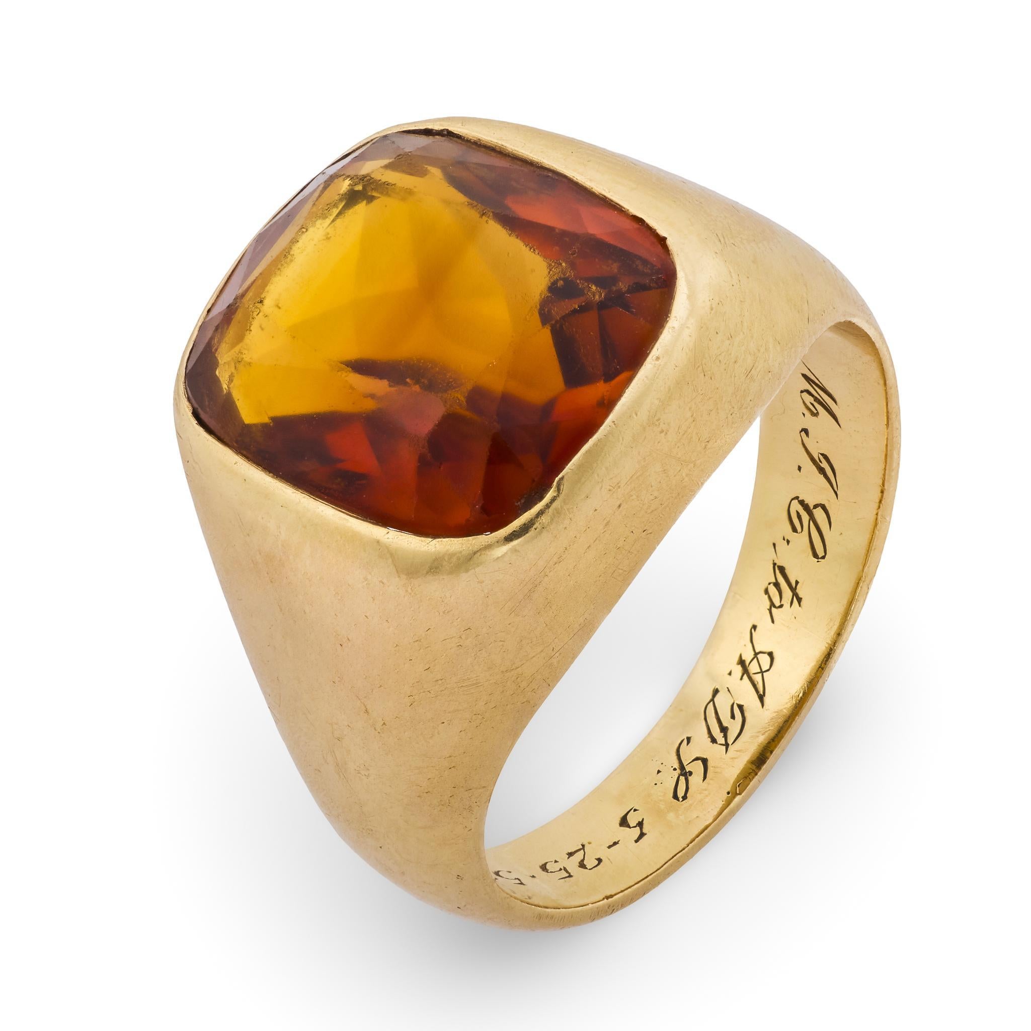 Tiffany & Co Vintage Citrin 14k Gelbgold Lünettenring im Angebot 2