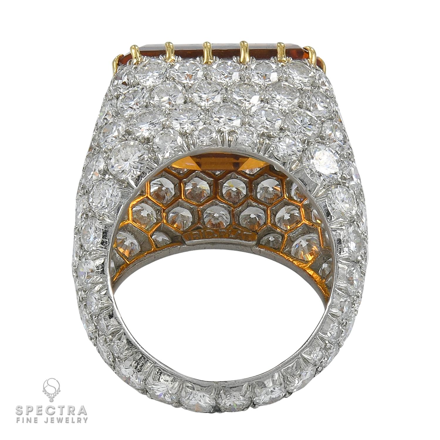 Contemporary Tiffany & Co. Vintage Citrine Diamond Cocktail Bombe Ring For Sale