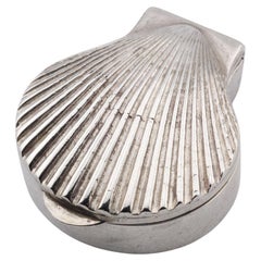 Tiffany & Co. Vintage Clam Shell Sterling Silver Pill Box Case