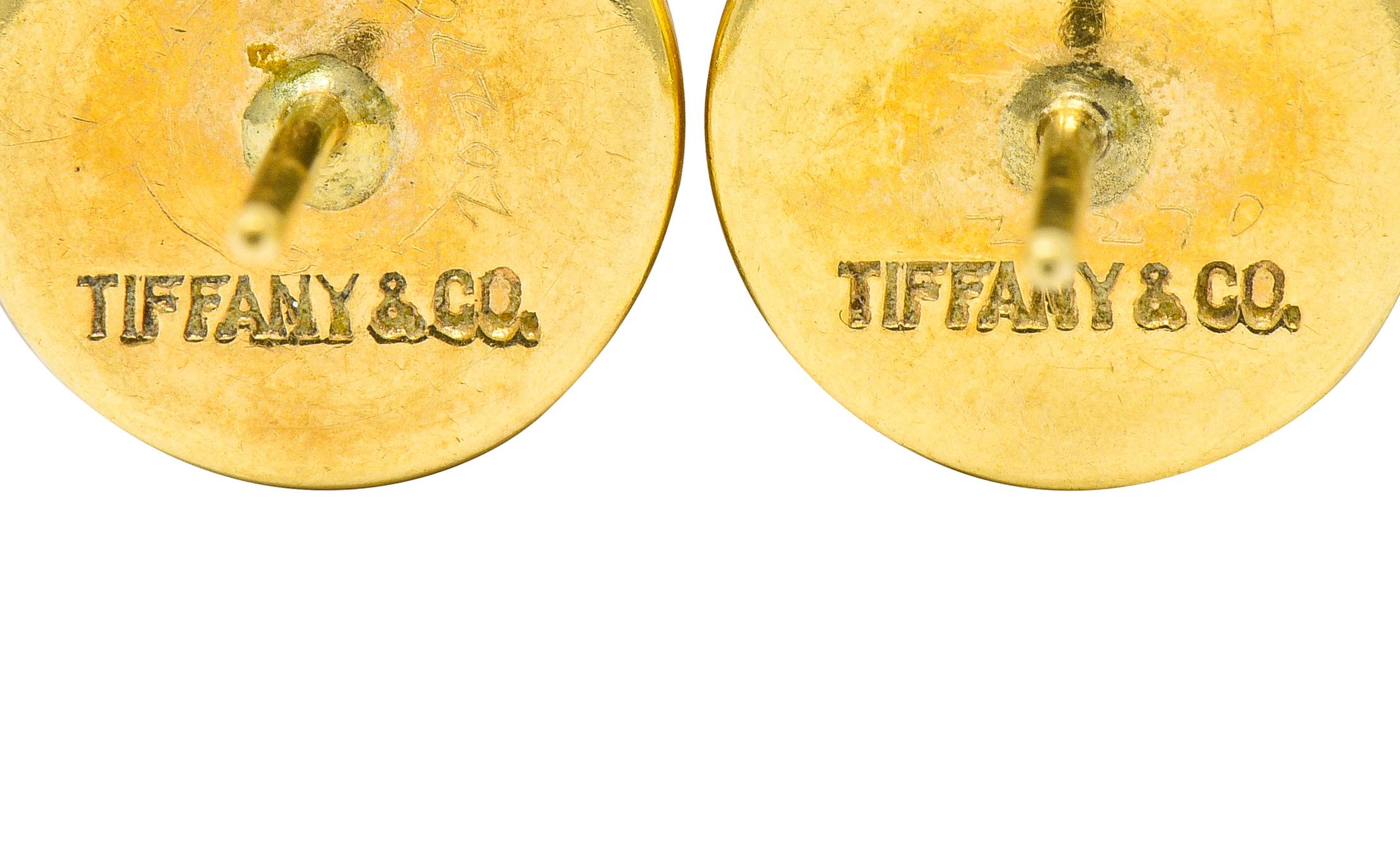 Women's or Men's Tiffany & Co. Vintage Coral Cabochon 14 Karat Gold Stud Earrings