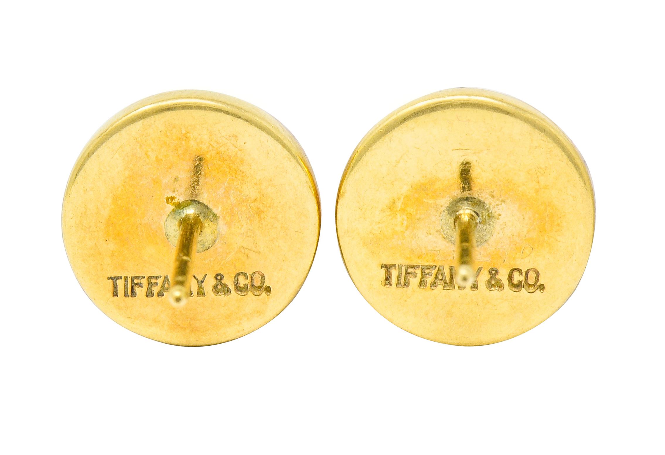Tiffany & Co. Vintage Coral Cabochon 14 Karat Gold Stud Earrings 1