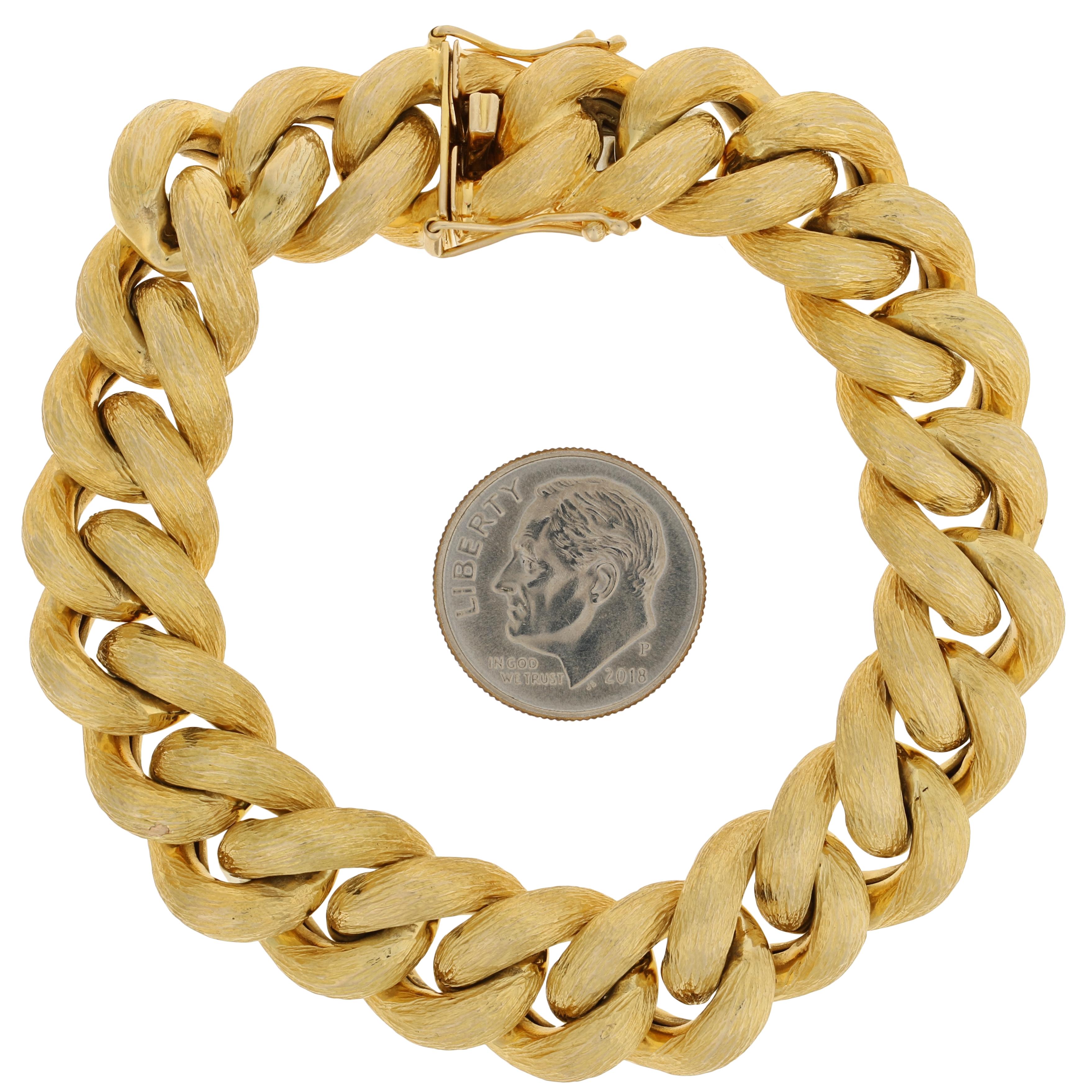 Tiffany & Co. Vintage Curb Chain Bracelet, 14 Karat Yellow Gold Brushed Finish 1