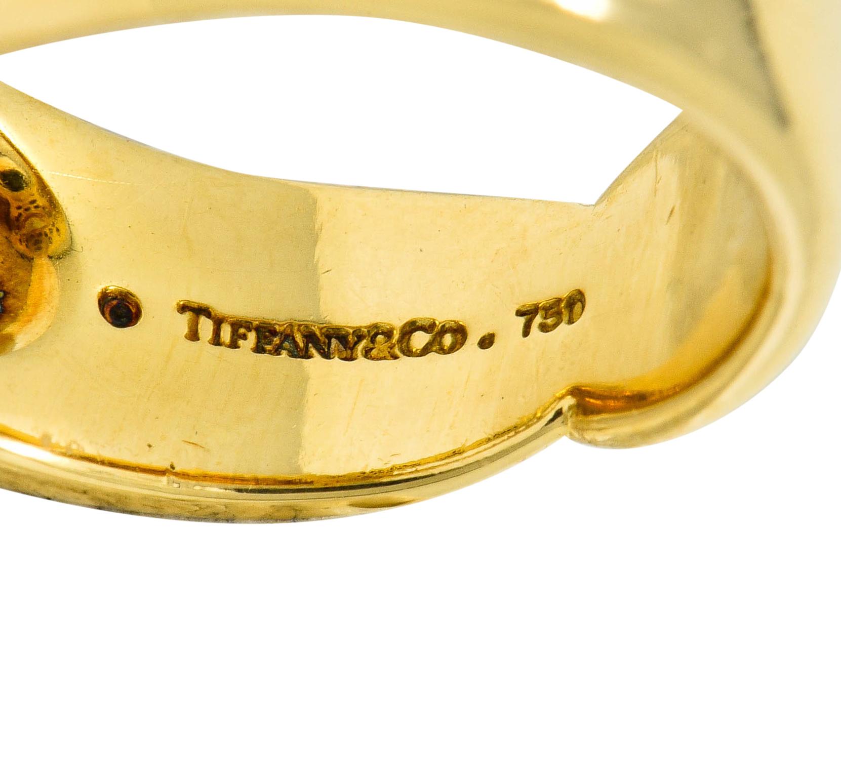 Round Cut Tiffany & Co. Vintage Diamond 18 Karat Gold Open Heart Band Ring