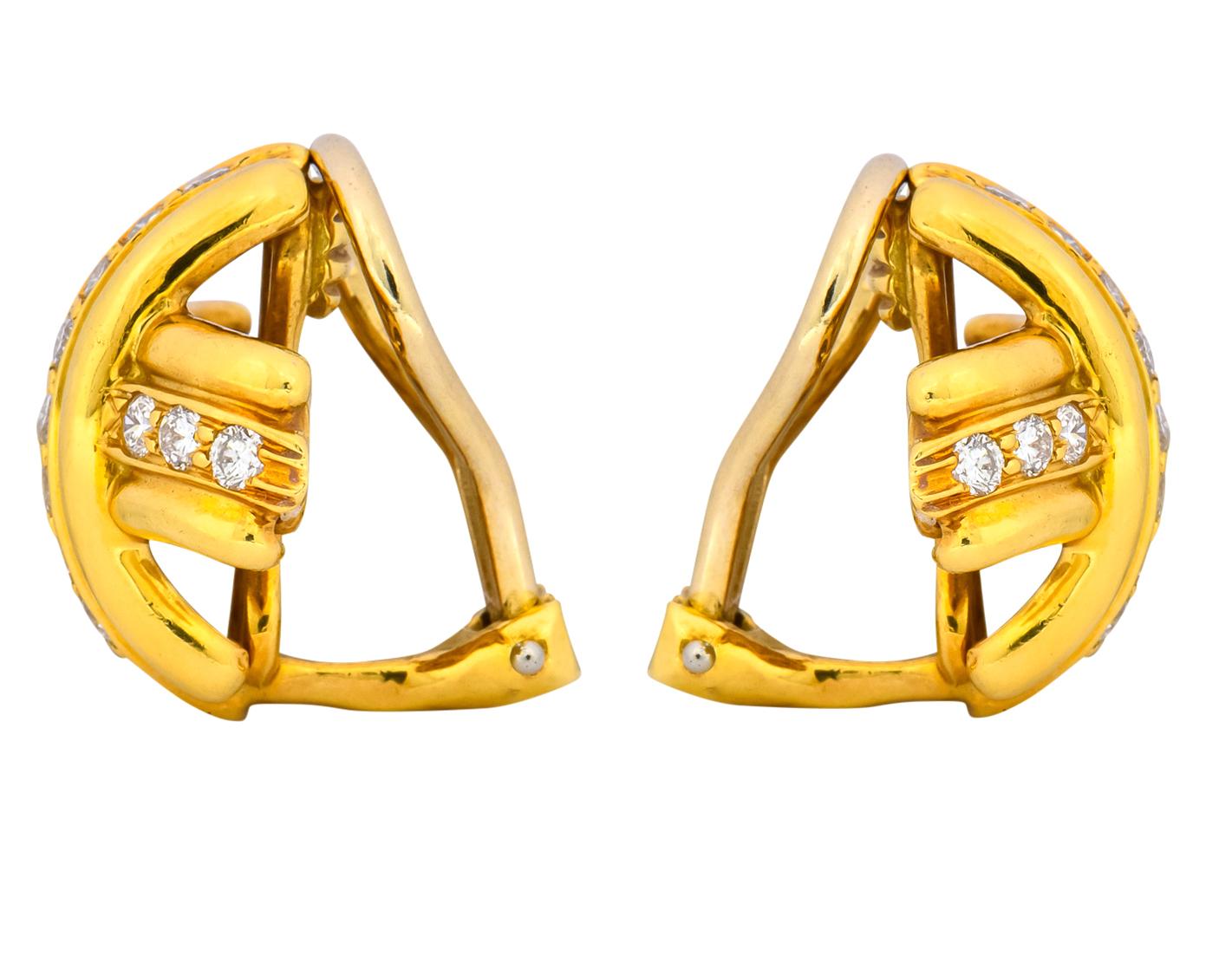Contemporary Tiffany & Co. Vintage Diamond 18 Karat Gold Signature X Ear-Clips Earrings