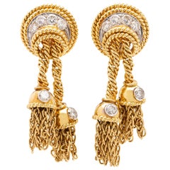 Tiffany & Co. Vintage Diamond 18 Karat Gold Tassel Earrings
