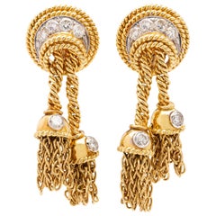 Tiffany & Co. Vintage Diamond 18 Karat Gold Tassel Earrings