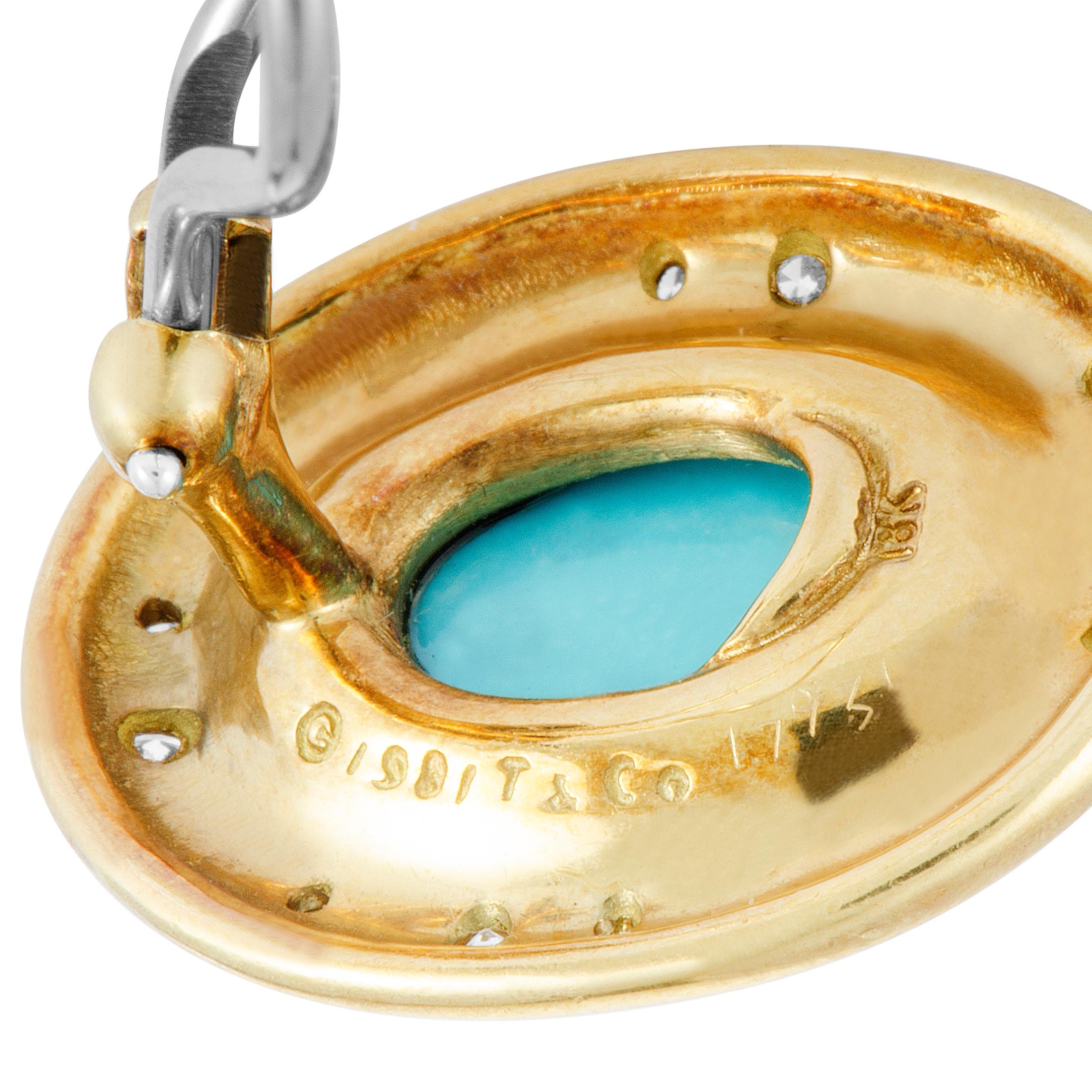 Women's Tiffany & Co. Vintage Diamond and Turquoise Yellow Gold Clip-On Earrings