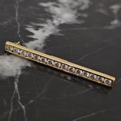Tiffany & Co. Vintage Diamond Bar Stick Channel Diamond Pin Brooch 1.50ct 3.5g
