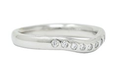Tiffany & Co. Vintage Diamond Platinum Chevron Contour Band Ring