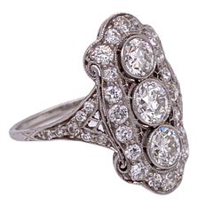 Tiffany & Co. Vintage Diamond Platinum Cocktail Ring Old European Cut Dia