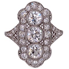 Tiffany & Co. Antique Diamond Platinum Cocktail Ring Old European Cut Dia