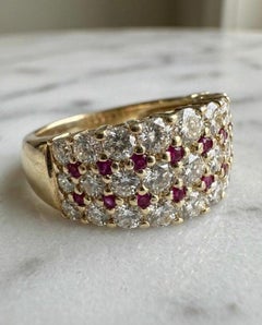 Tiffany & Co. Vintage Diamond & Ruby Band Ring – 2.00 CTW – 18K Yellow Gold