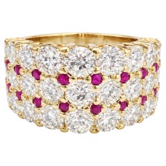 Tiffany
Co. Anello a fascia con diamanti e rubini vintage - 2,00 CTW - Oro giallo 18K