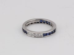 Tiffany & Co. Vintage Diamond Square Sapphire Platinum Eternity Band Size 5.75