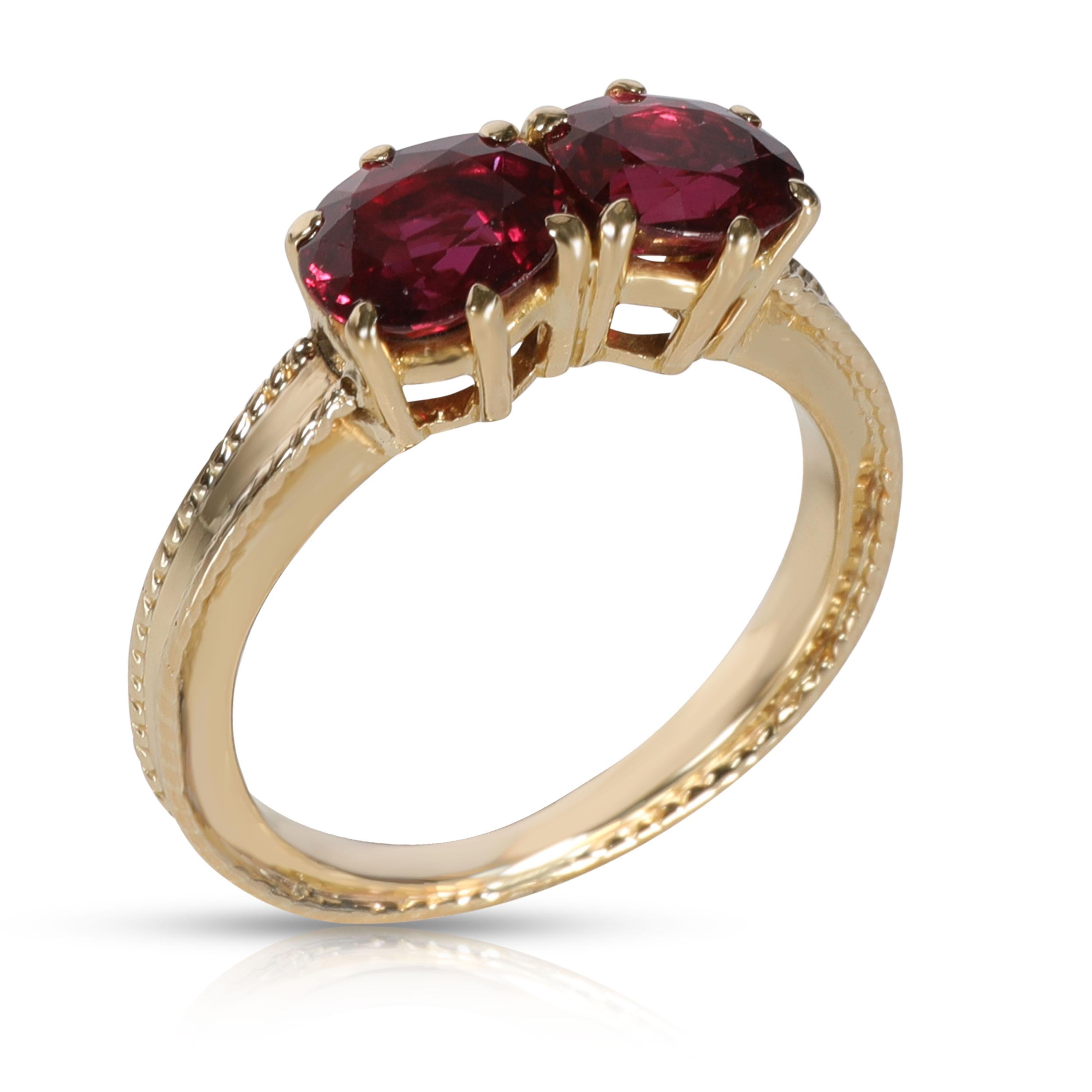 Tiffany & Co. Vintage Double Ruby Ring in 18 Karat Yellow Gold In Excellent Condition In New York, NY