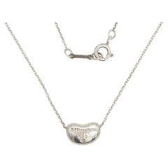 Tiffany & Co Vintage Elsa Peretti Broad Bean Logo Silver 11 mm Pendant Necklace