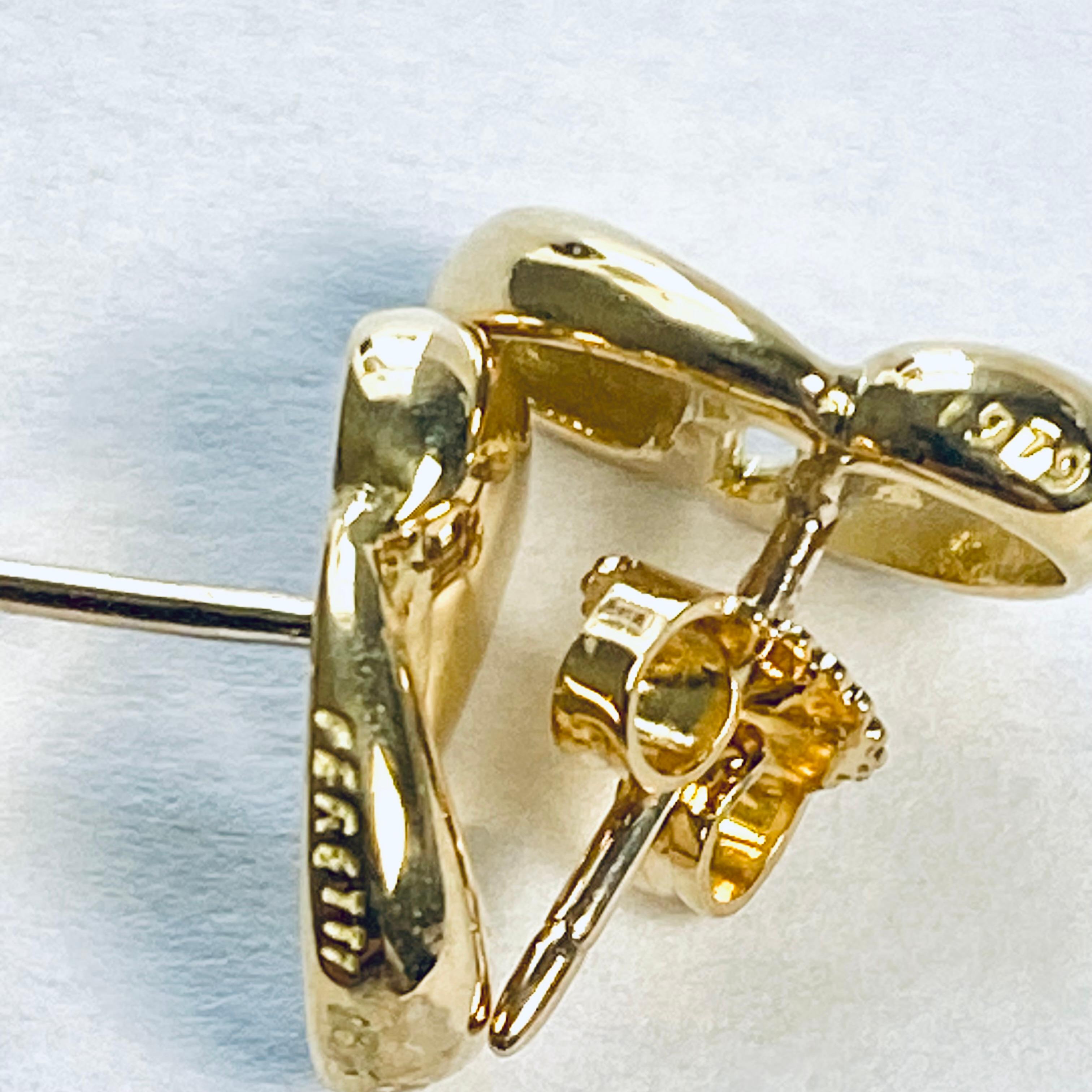 Tiffany Co Vintage Elsa Peretti  Pendientes de diseño de oro de 18 quilates de 0,50 pulgadas en venta 6