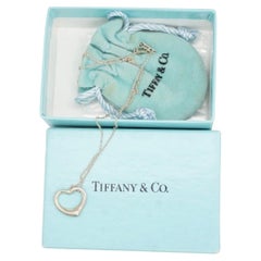 Tiffany & Co Vintage Elsa Peretti Open Heart Love Silver Pendant Necklace 16 mm