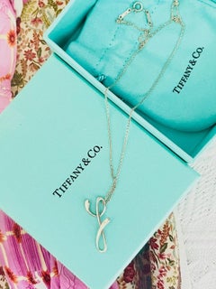 Tiffany & Co Vintage Elsa Peretti Silver Initial Alphabet Y Pendant Necklace