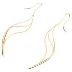 Tiffany & Co Vintage Elsa Peretti Wave Leaf Gelbgold Ohrringe