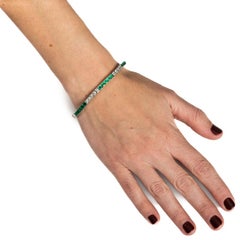 Tiffany & Co. Vintage Emerald and Diamond Platinum Tennis Bracelet