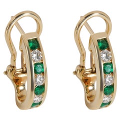 Tiffany & Co. Vintage Emerald Diamond Hoop Earring in 18K Yellow Gold 0.48 CTW