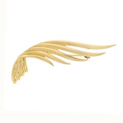 Tiffany & Co. Vintage Feather Leaf Brooch - Yellow Gold 14k Wing Pin