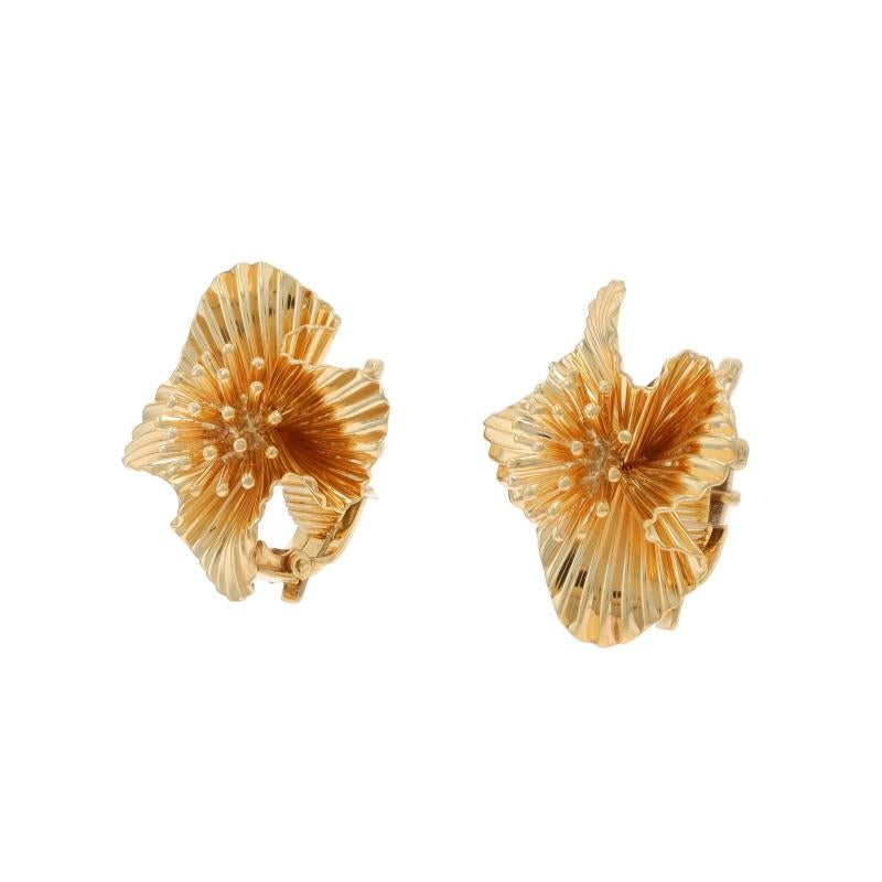 Tiffany & Co. Vintage Floral große Ohrstecker - Gelbgold 14k Clip auf Damen im Angebot
