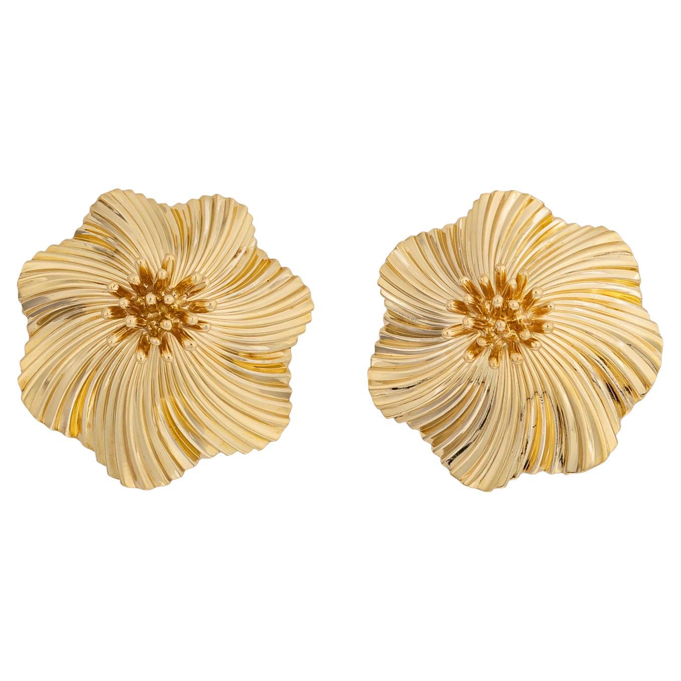 Tiffany & Co. Vintage Floral Motif Mid-Century Earrings For Sale