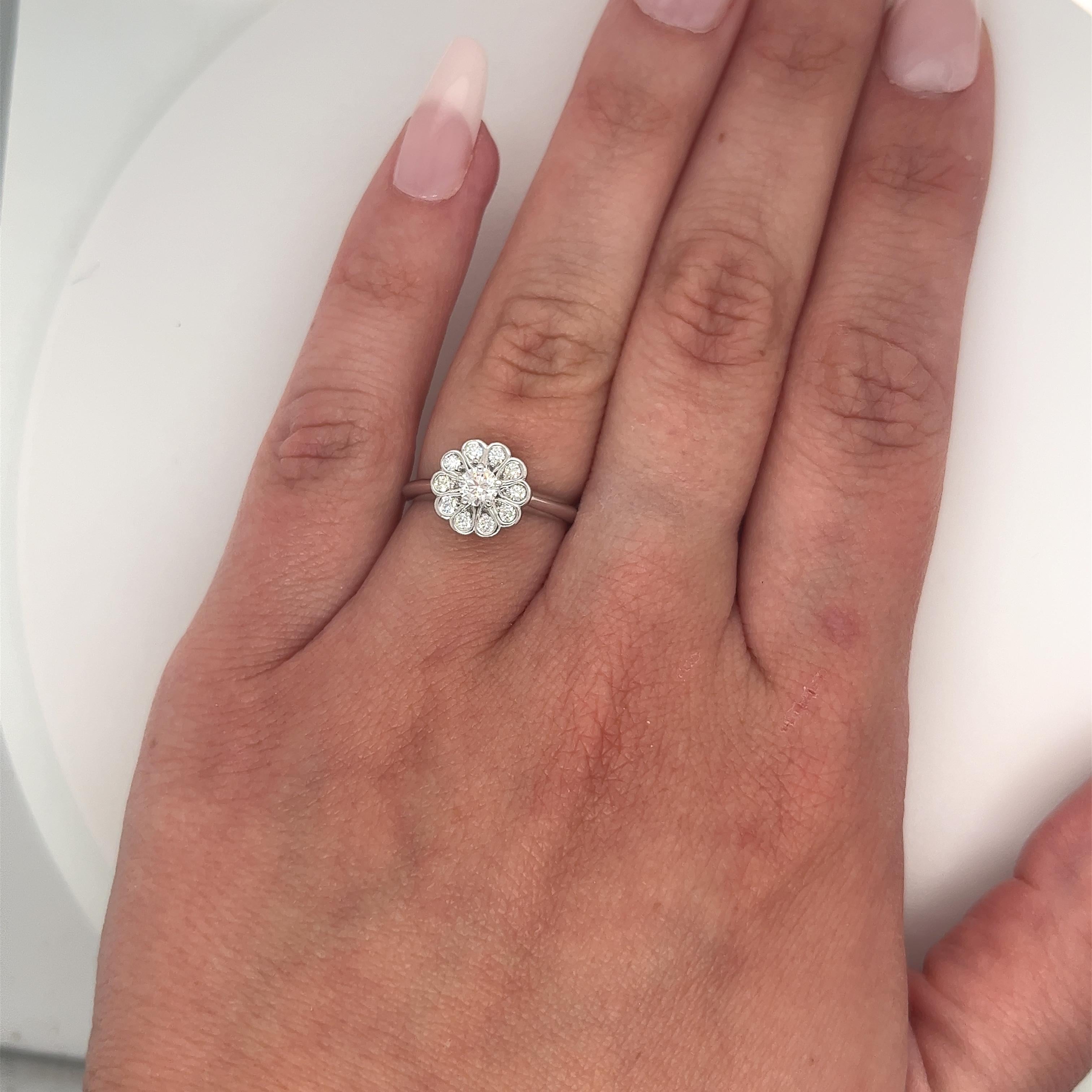 Art Deco Tiffany & Co. Vintage Flower Shape Diamond Ring in Platinum Setting