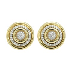 Tiffany & Co Vintage Gold and Diamond Round Circle Earclips Earrings