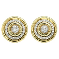 Tiffany & Co Vintage Gold and Diamond Round Circle Earclips Earrings
