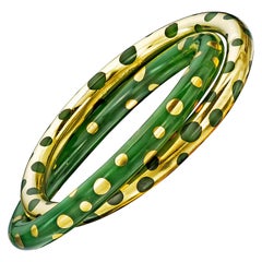 Tiffany & Co. Vintage Gold and Jadeite Double Bangle Bracelet